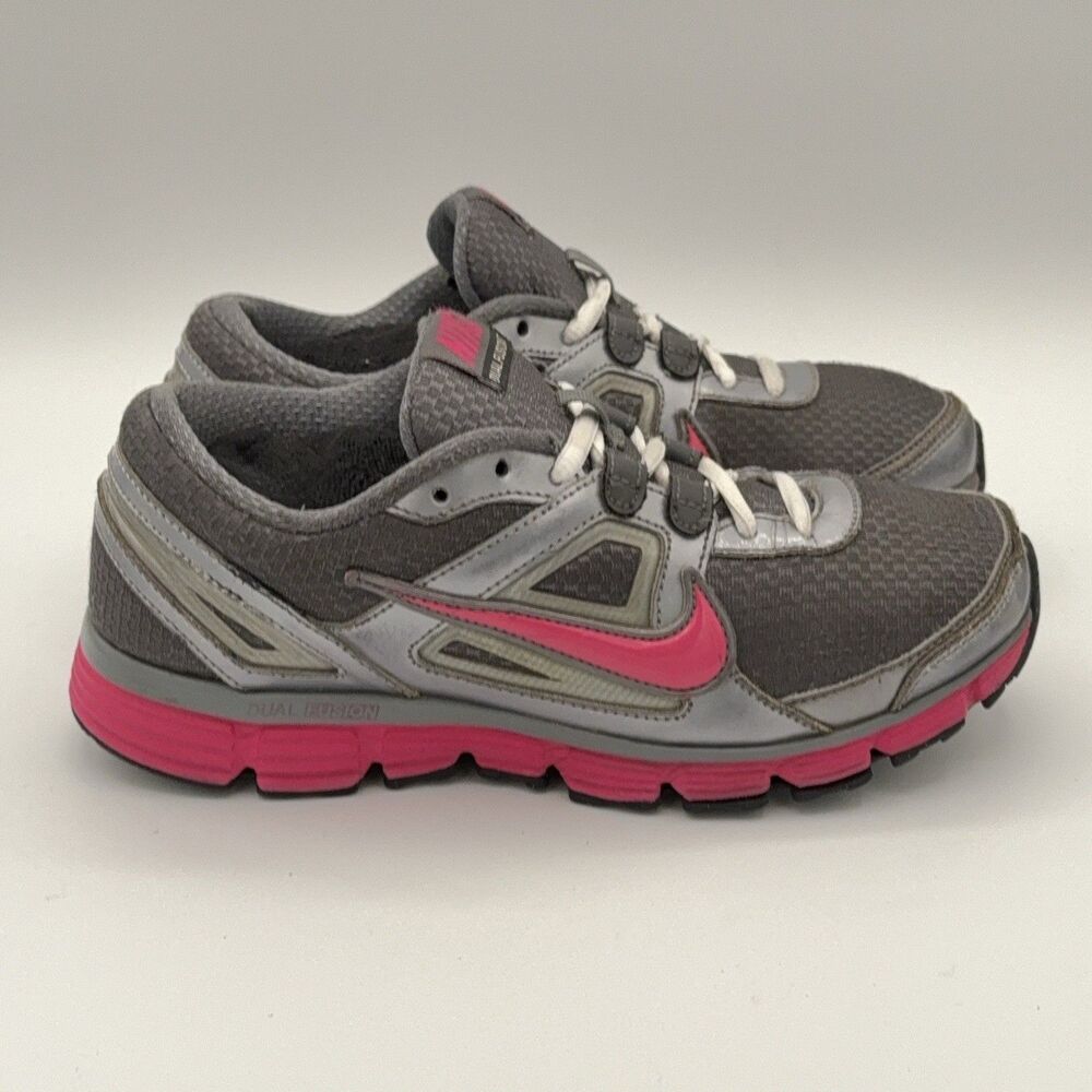 Nike Dual Fusion ST Running Shoes Gray Pink Breathable Mesh Sneakers Size 6.5 - Picture 2 of 11